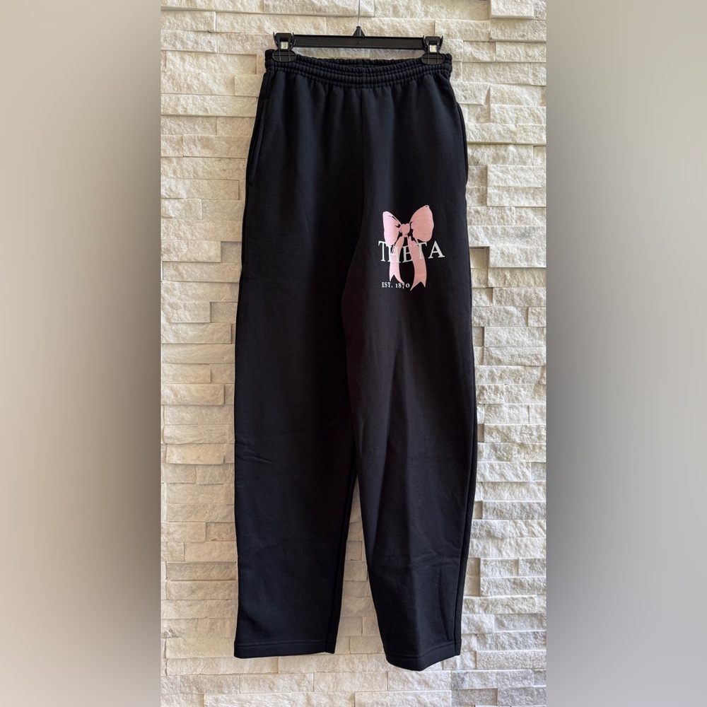 Port & Company Kappa Alpha Theta Fleece Sweatpants ~ Black ~ Sz S ~ EUC